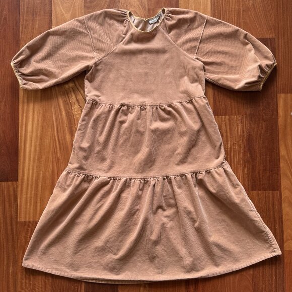 Everlane Tiered Corduroy Midi Dress 🌸 Petal Desert Pink Color 🌸 Small - Picture 3 of 4